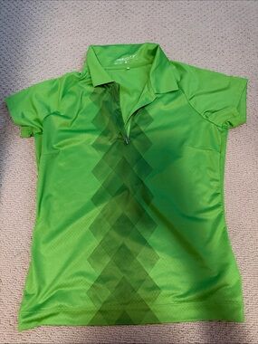 Nike Women's Bright Green Short-Sleeve Polo with Geometric Print
